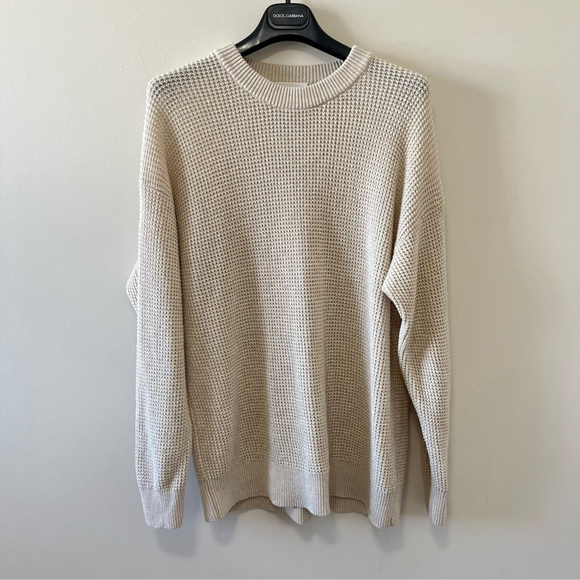 Aritzia Sweaters - ARITZIA WILFRED FREE MERINO WOOL BLEND CREAM WAFFLE KNIT SWEATER